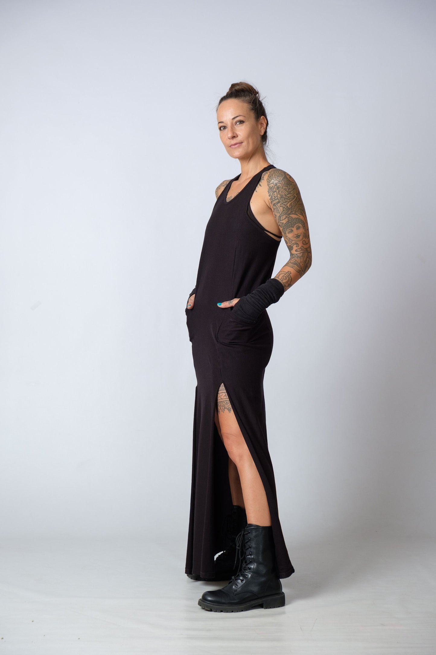 New Maxi Black Racer Back Dress