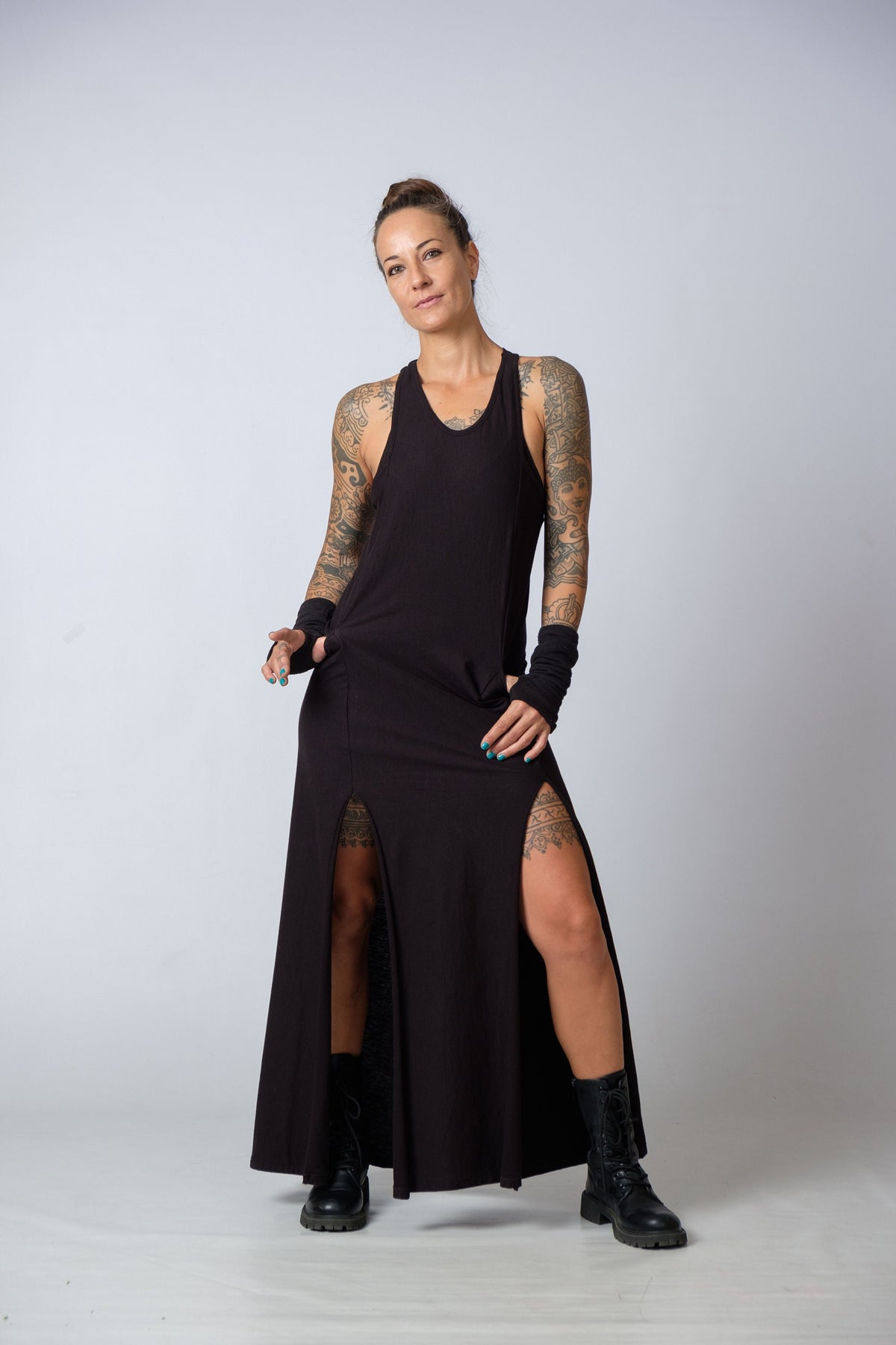 New Maxi Black Racer Back Dress