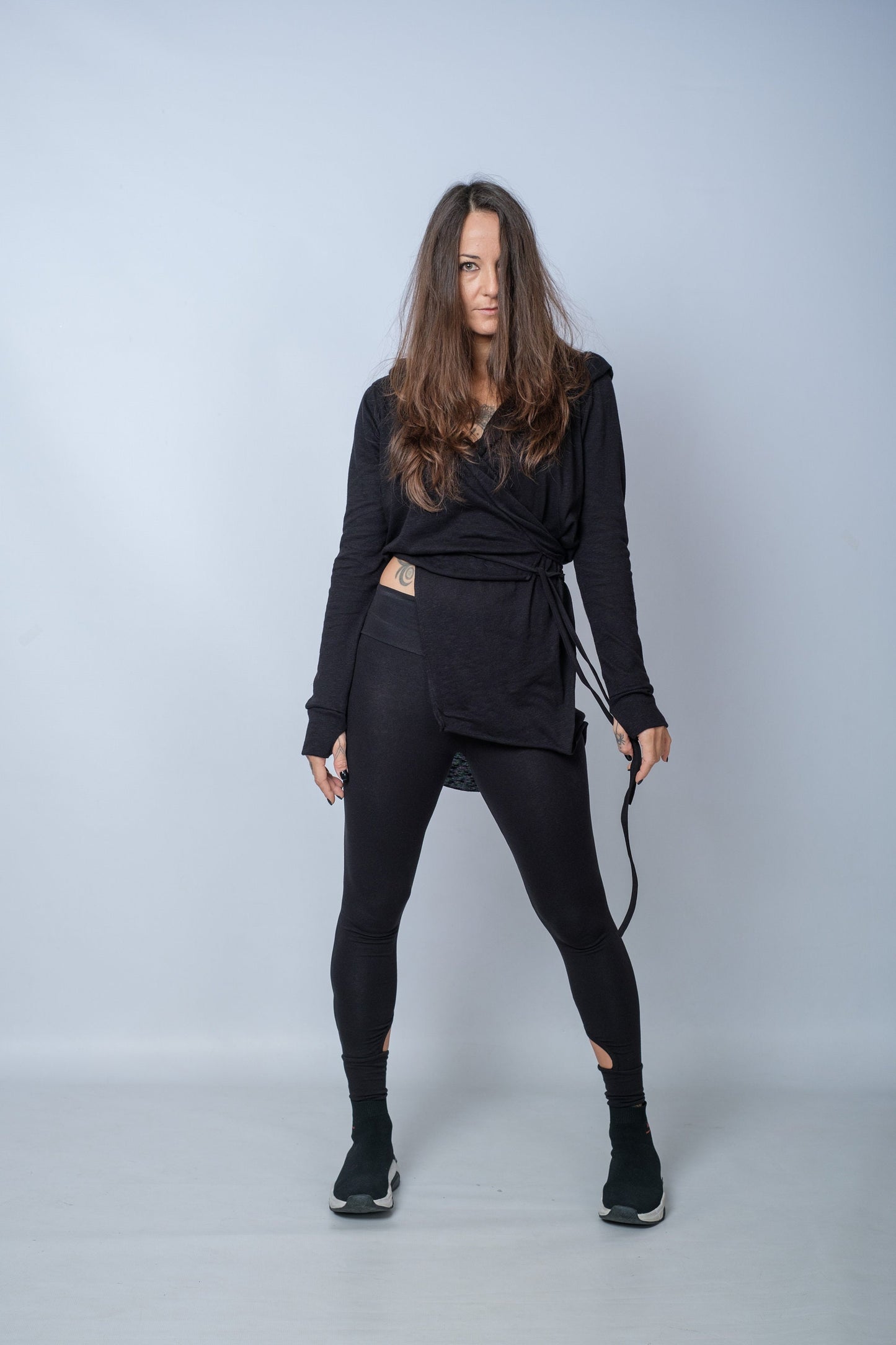 Black Asymmetric Cotton Cardigan