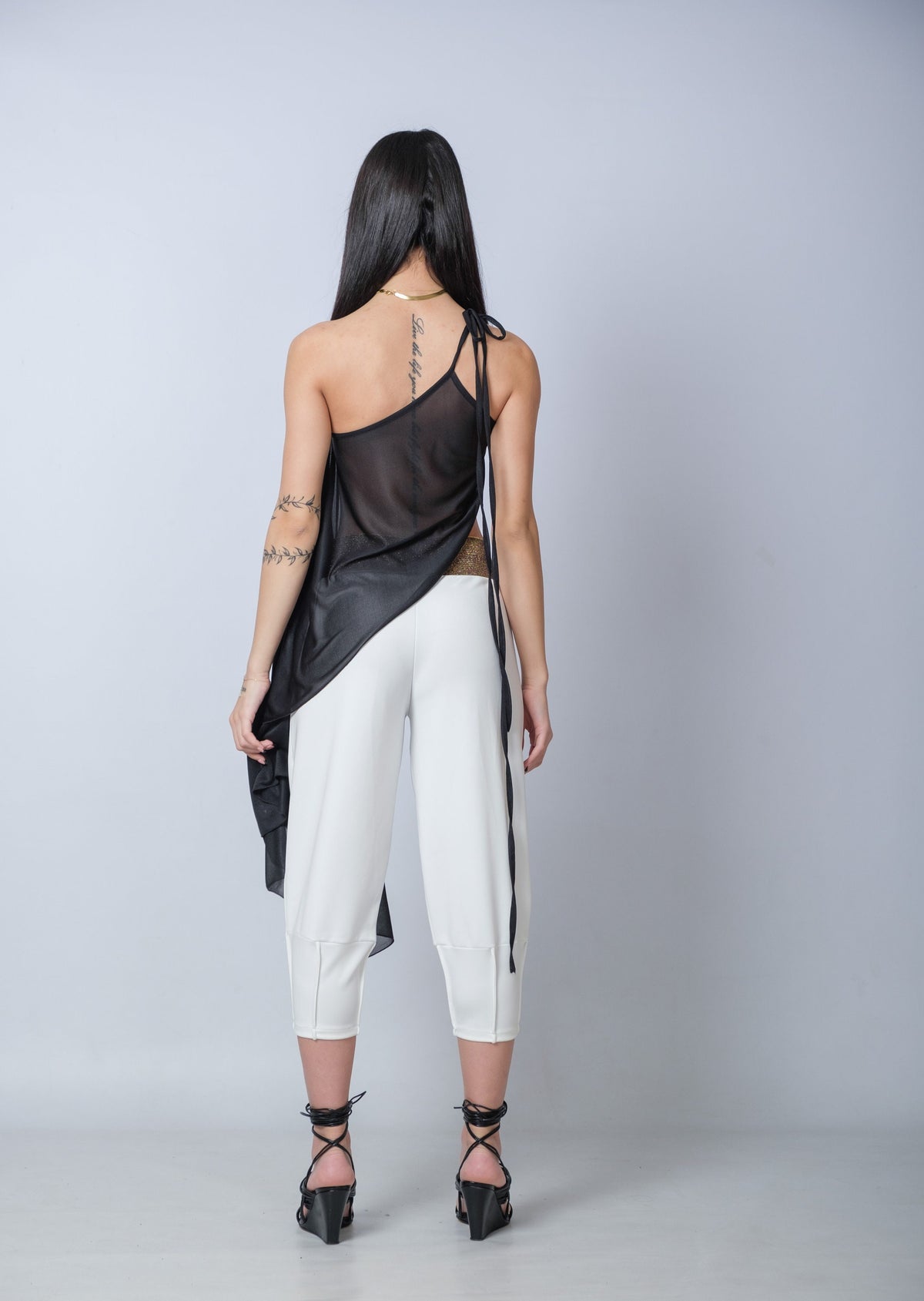 One Shoulder Asymmetric Black Tunic