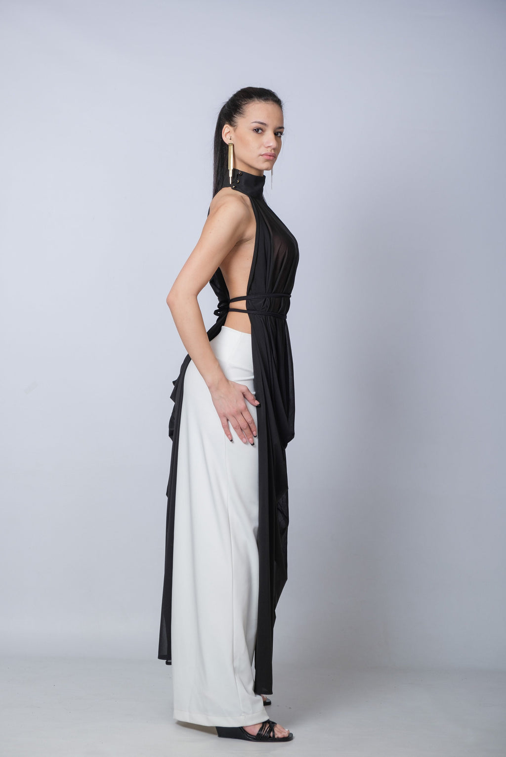 Women's White Elastic Waist Jersey Pants