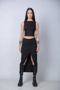 Women's Black High Waisted Soft Heavy Cotton Skirt
