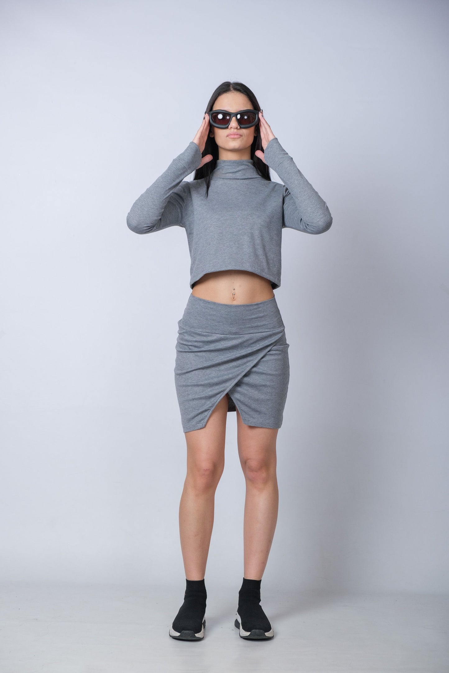 New Cotton Loose Turtleneck Crop Top