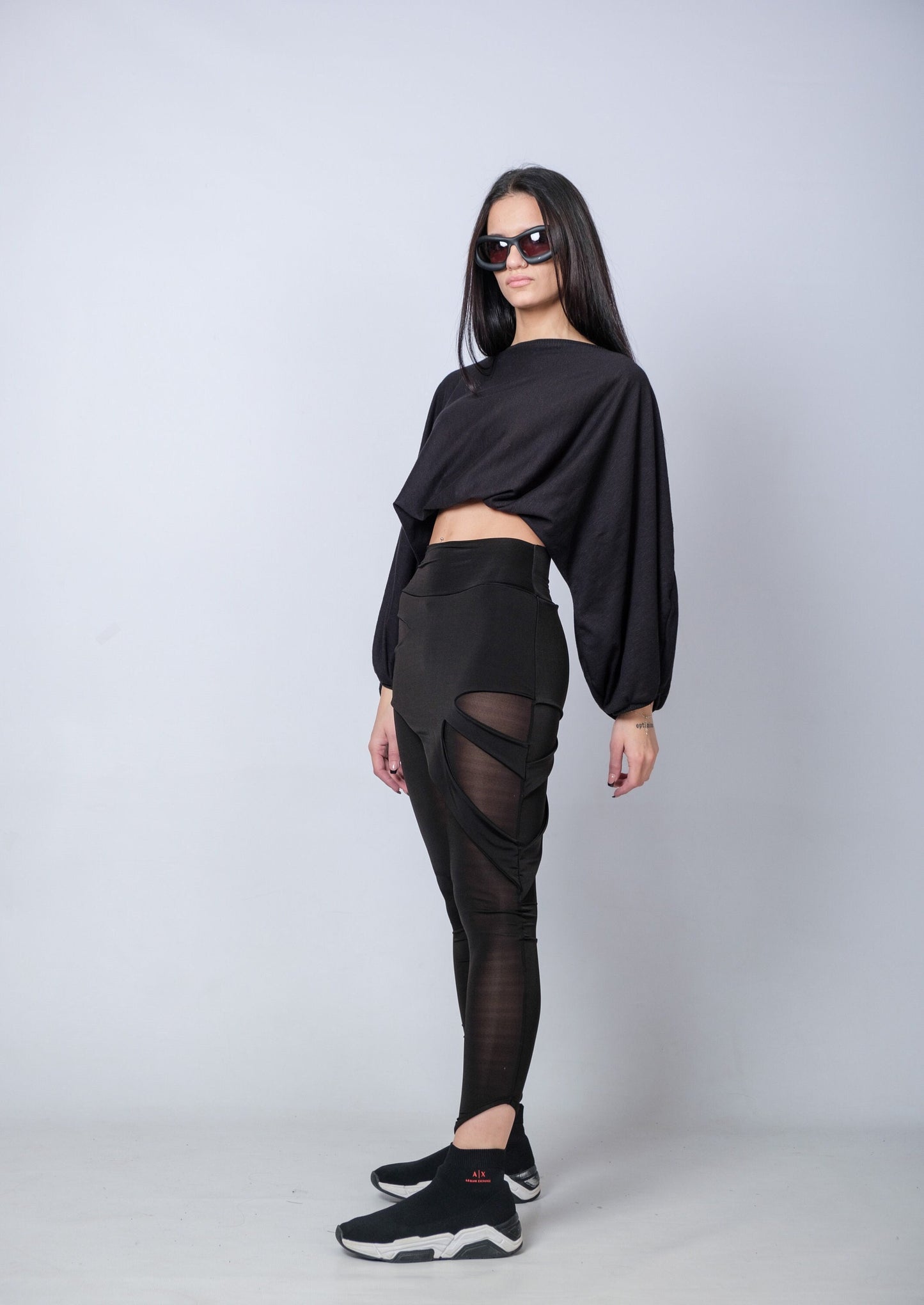 Balloon Sleeve Off The Shoulder Cotton Blouse