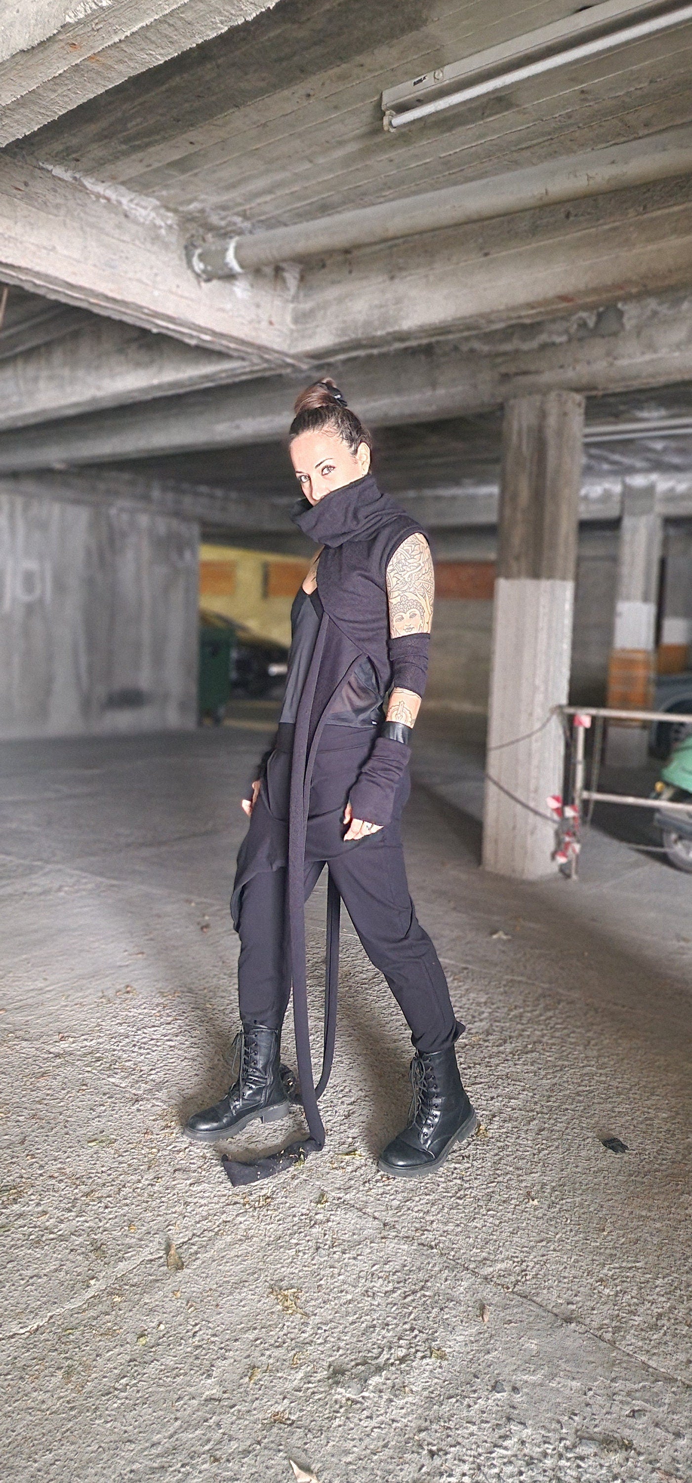 Long Fingerless Thumb Hole Gloves