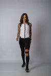 Futuristic Quilted Vest / Edgy Puffy Vest / Women's White Coat / Cyberpunk Jacket / Short Bomber Jacket / Sleeveless Cardigan / Cotton Vest