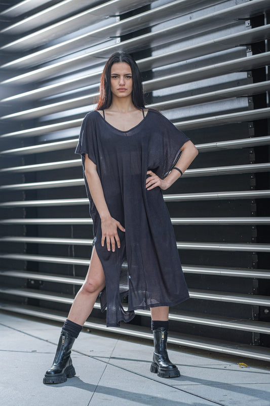 Women's Black Oversized Long Tunic