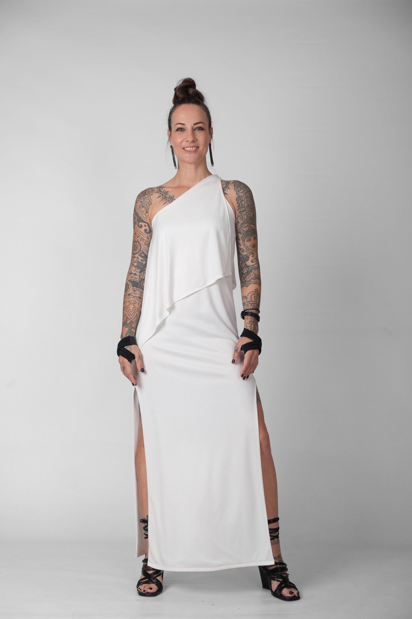 White One Shoulder Elegant Dress