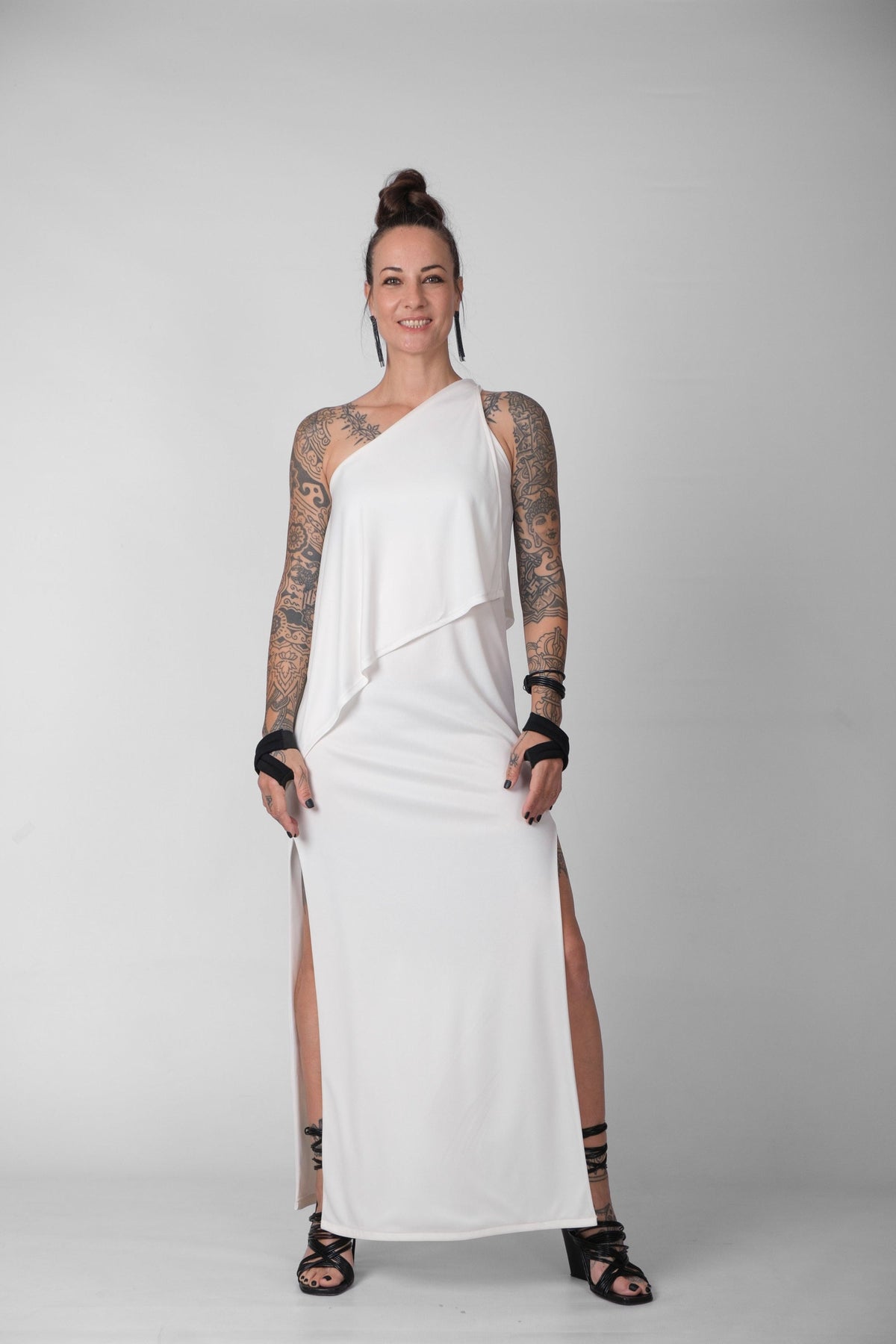 White One Shoulder Elegant Dress