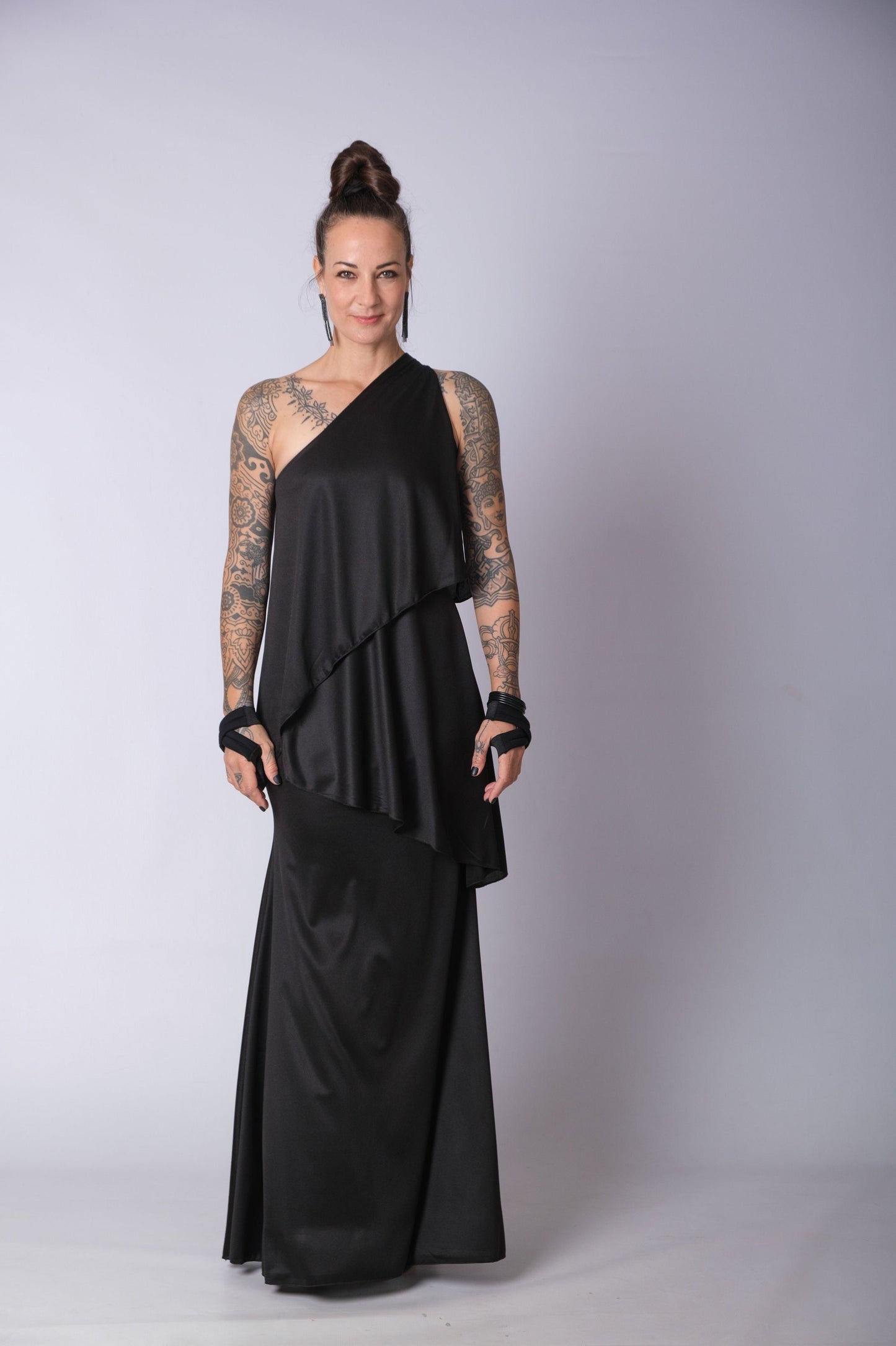 Black Layered Maxi Cocktail Dress