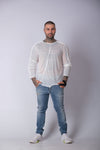 Men's Loose Long Sleeve Top / White Apocalyptic Shirt / Comfy Festival Wear / Asymmetric Men's Shirt / Burning Man Clothing Men / Oversized Men's Top