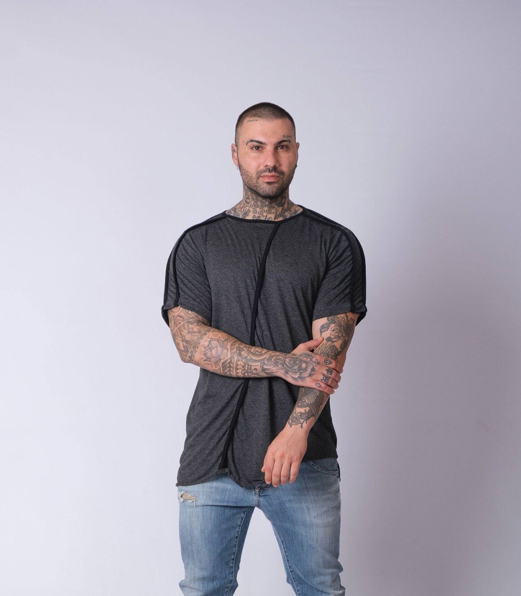 Men's Cotton T-Shirt / Shirt for Men / Men's Black Top / Gift for Him / Beach Cotton Shirt / Short Sleeve Shirt / Relaxed T-Shirt / Simple Shirt