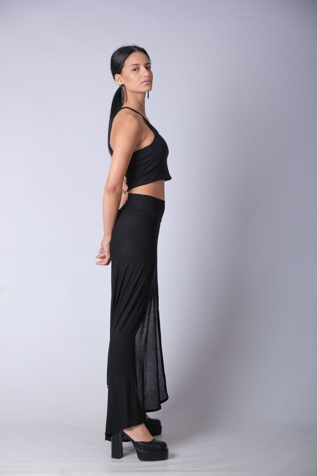 One Shoulder Black Crop Top