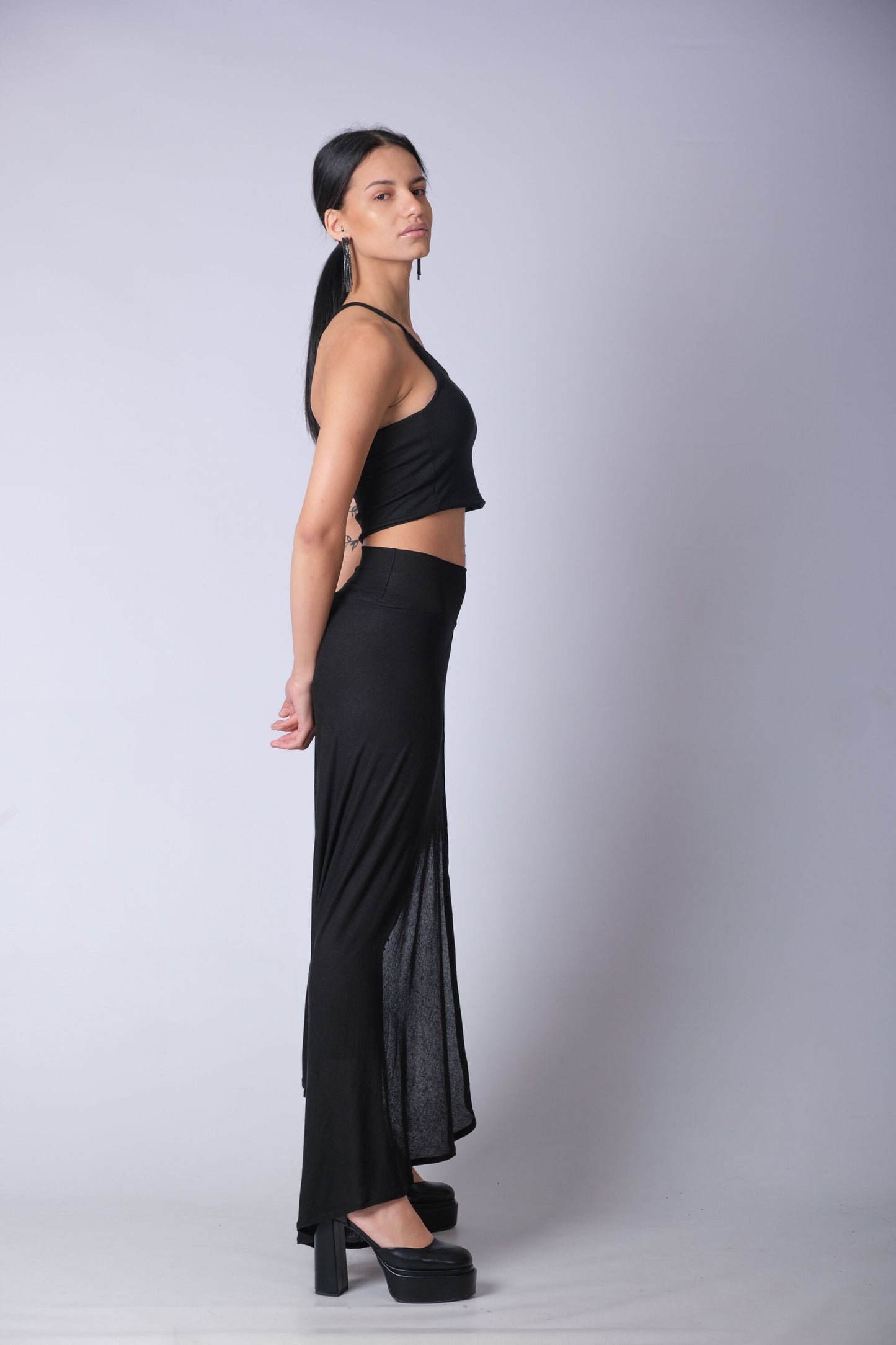 One Shoulder Black Crop Top