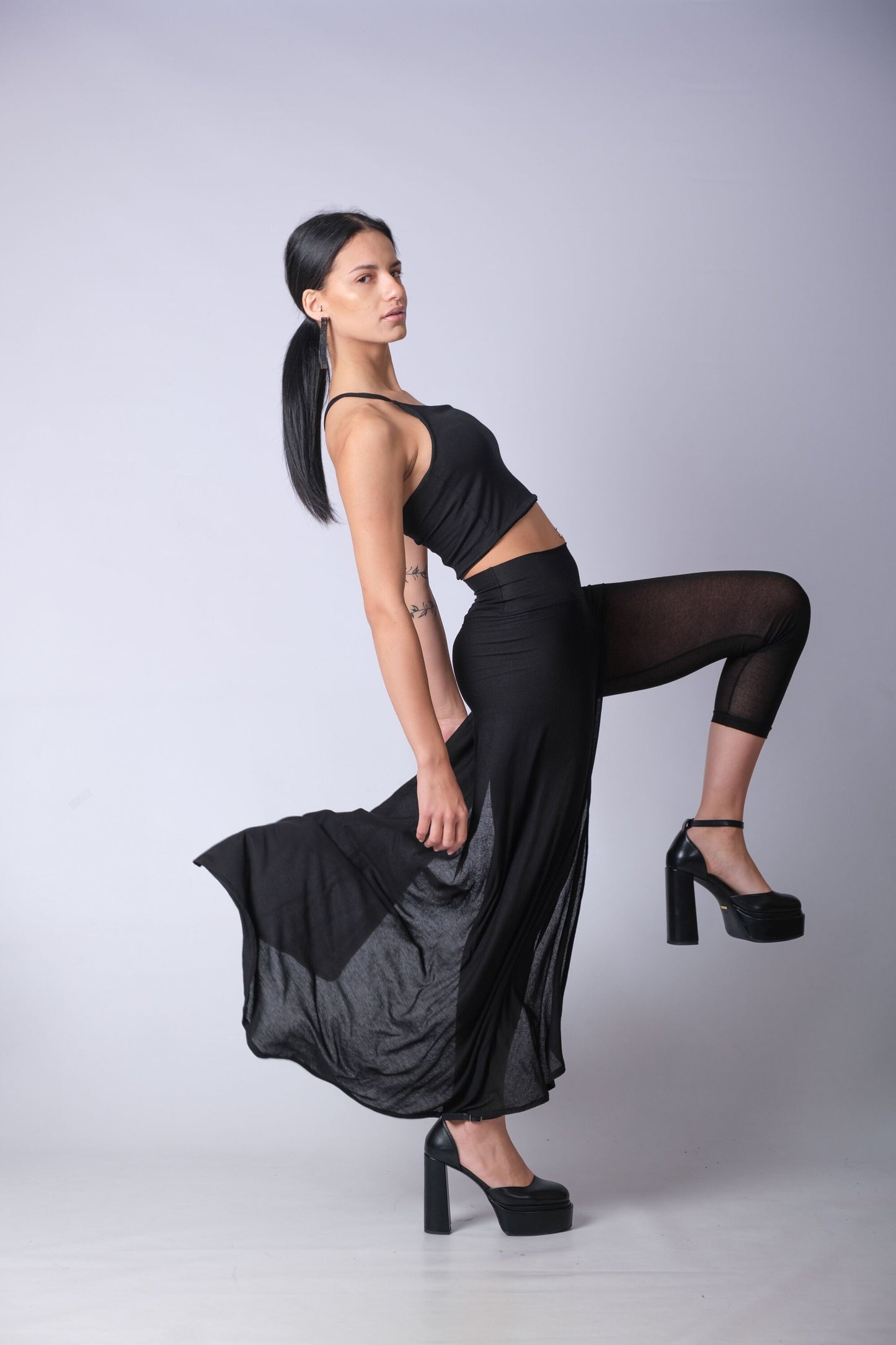 One Shoulder Black Crop Top