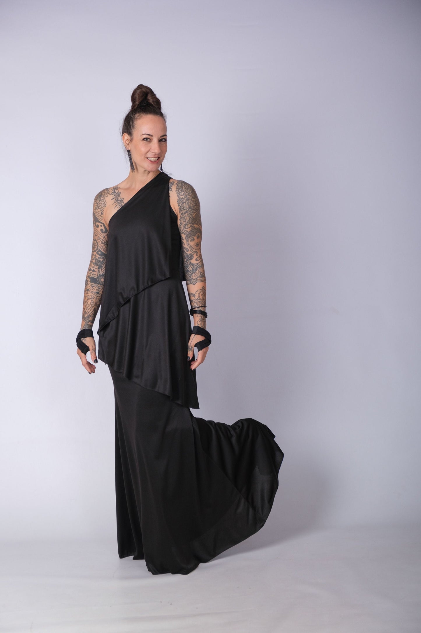 Black Layered Maxi Cocktail Dress