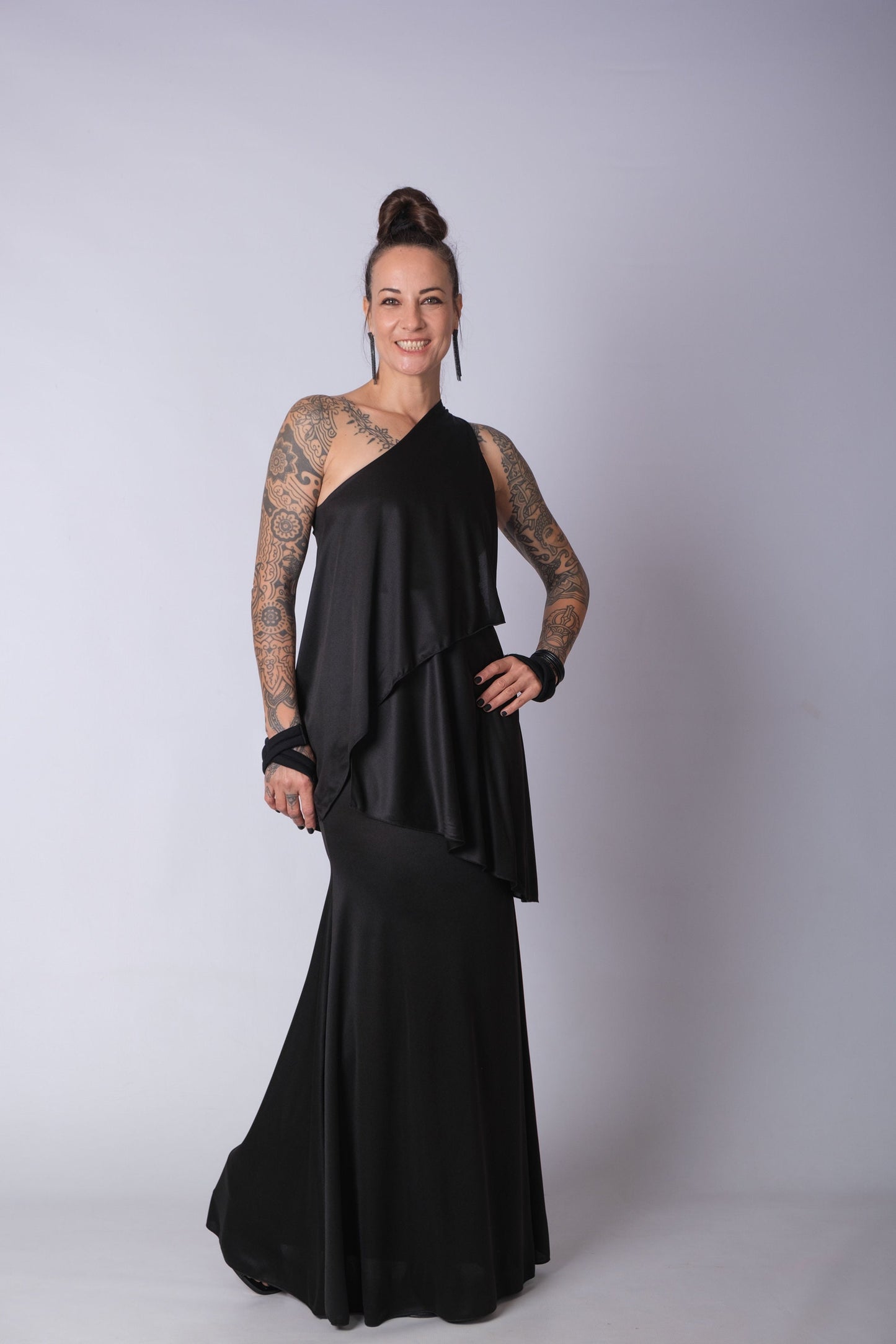 Black Layered Maxi Cocktail Dress