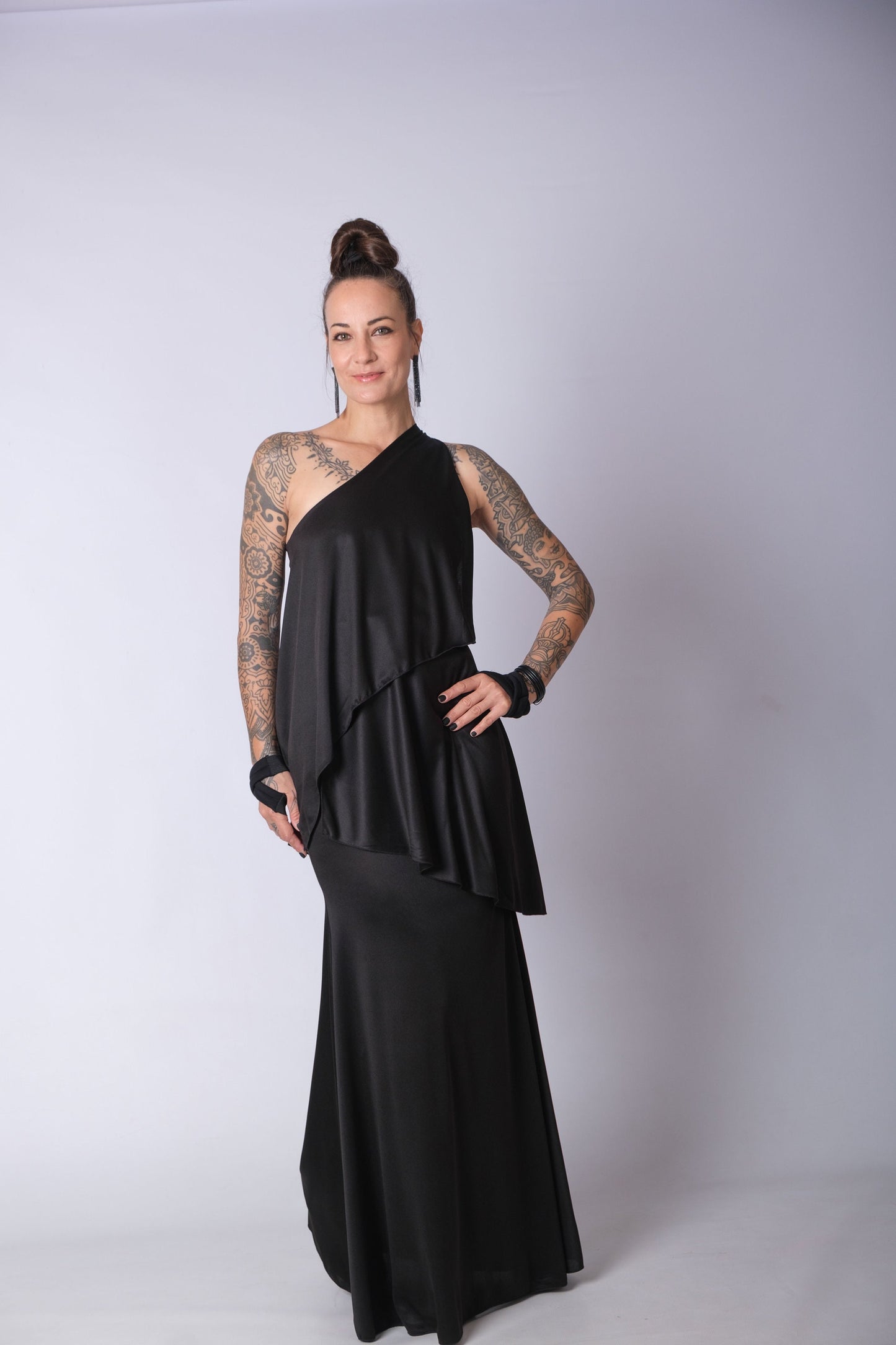 Black Layered Maxi Cocktail Dress