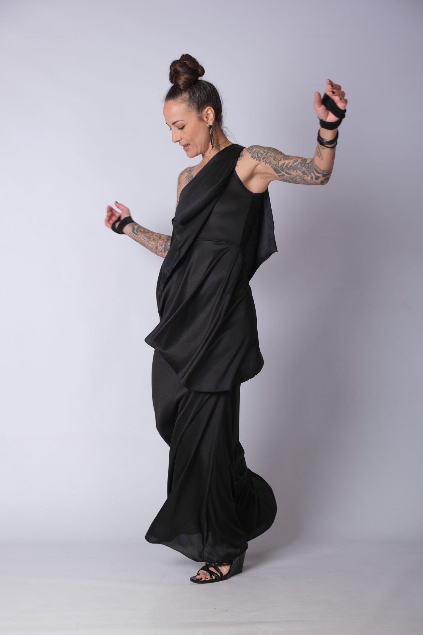 Black Layered Maxi Cocktail Dress